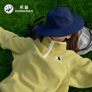 1熊猫 半拉链立领加厚抓绒衣