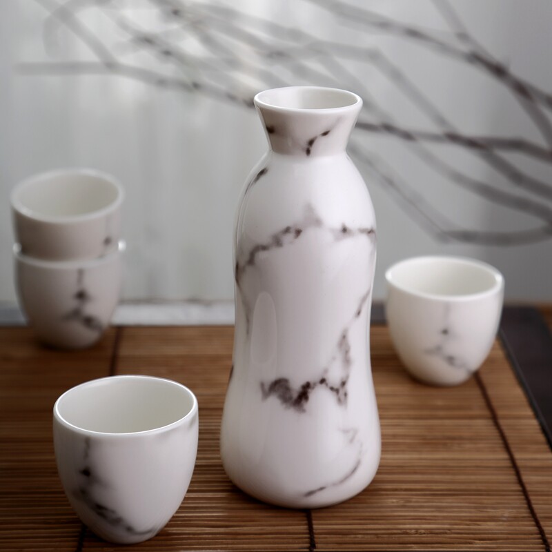 高端水墨酒具大理石纹陶瓷酒具家用白酒清酒壶和风日式整套礼品装