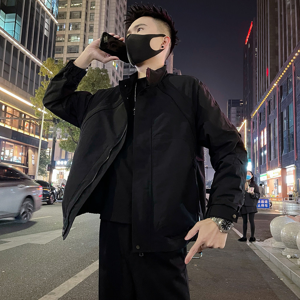 J90/P98控145春款男士薄款工装设计感插肩袖夹克外套潮牌绿3,男装夹克,电商A366