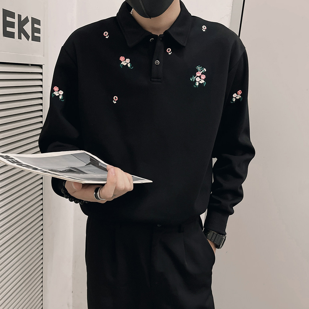 W132/P68控98秋款卫衣男潮牌刺绣梅花风休闲百搭圆领上衣3,男装卫衣,电商A366