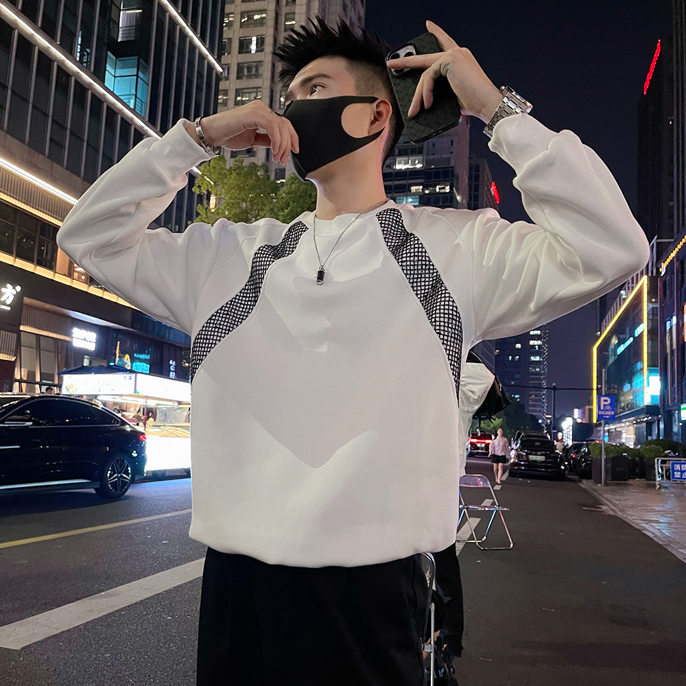 W138P68控98秋季卫衣外套男简约解构设计感拼料撞色全棉上衣，女装短外套，电商A366