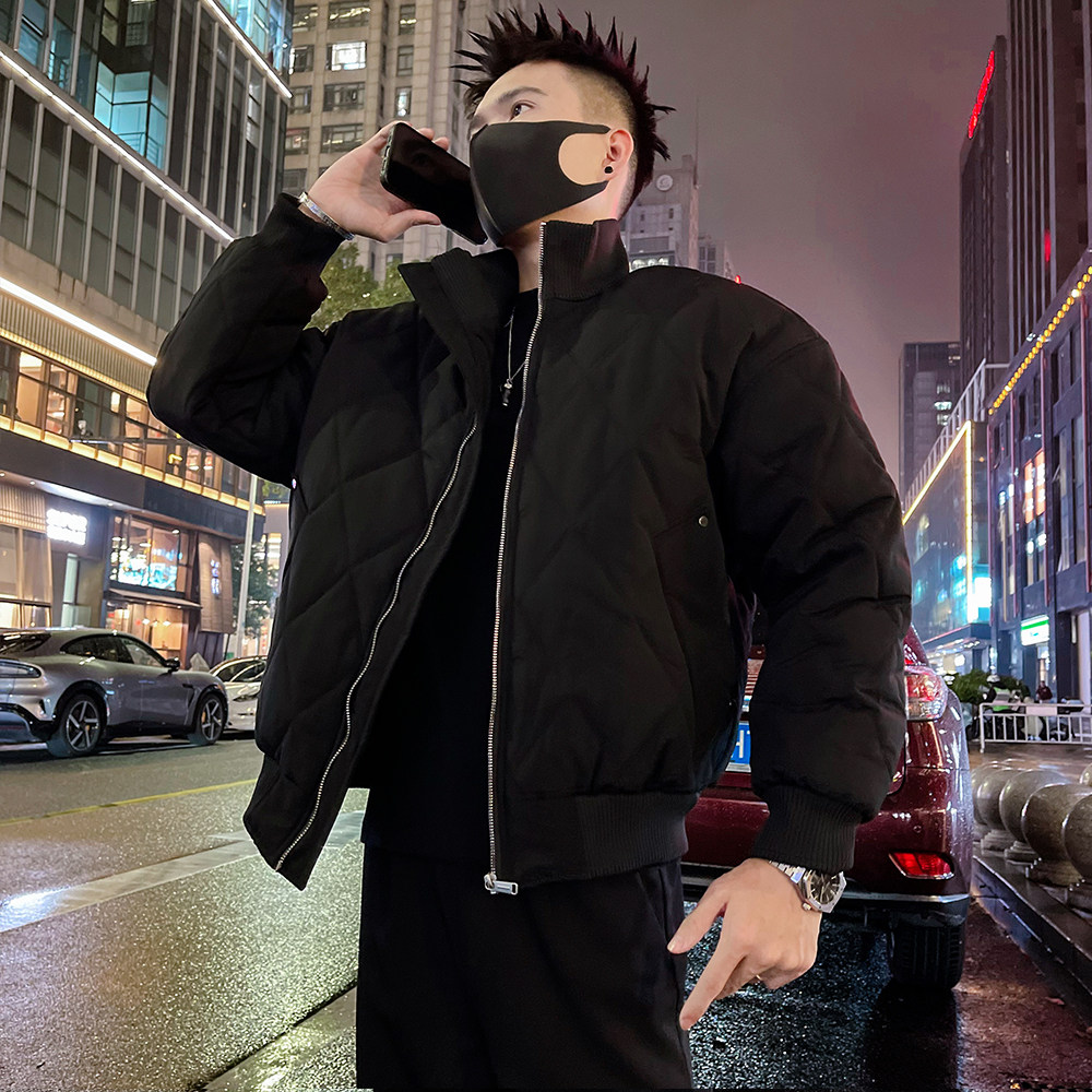 A58/P148控198秋冬男款保暖棉服外套男潮牌痞帅休闲立领上衣黑3,男装棉衣,电商A366