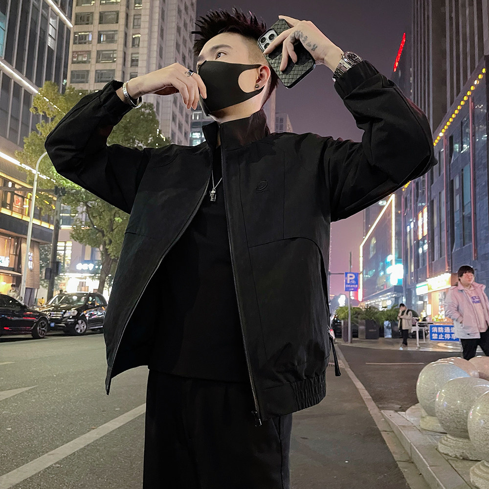 J91/P118控165春款字母刺绣款解构设计痞帅修身夹克外套男咖2,男装夹克,电商A366