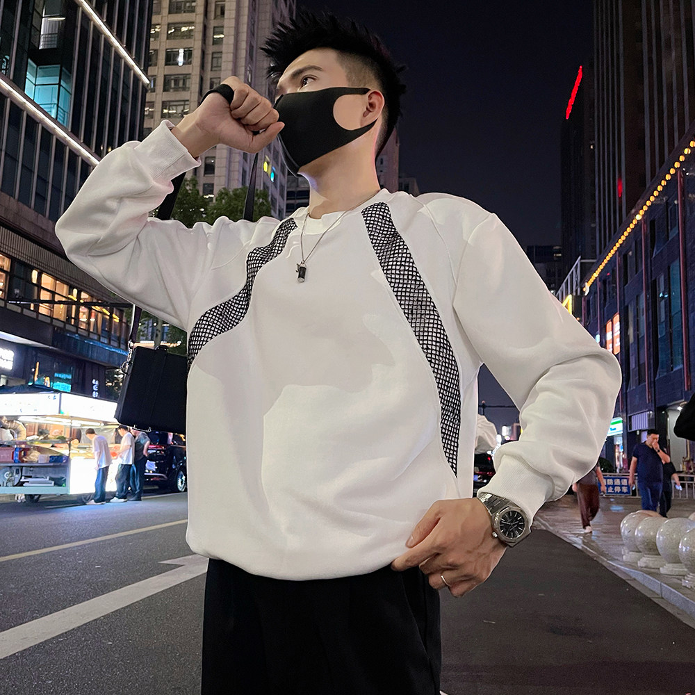 W138 P68控98 秋季卫衣外套男简约解构设计感拼料撞色全棉上衣图片