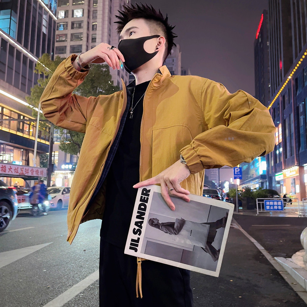J88/P98控145春款男士薄款夹克外套潮牌高级感痞帅工装上衣黑2,男装夹克,电商A366