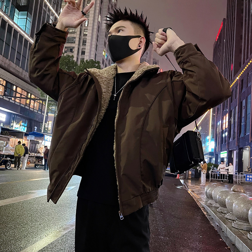 A52/P138控1782025男士秋冬座山雕保暖棉服外套痞帅男士上衣黑2,男装棉衣,电商A366