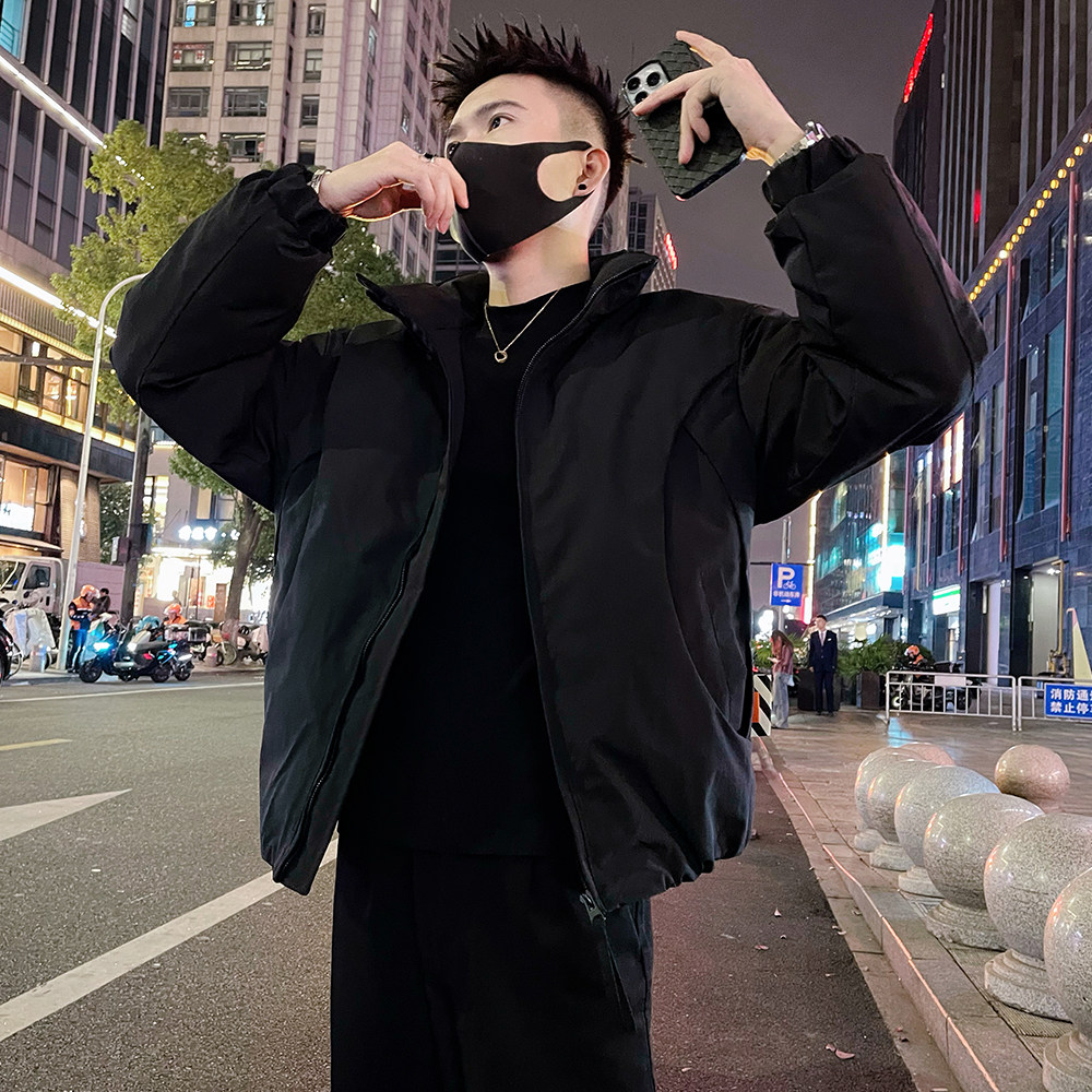 A55/P138控178秋冬款潮牌男士高级感解构设计感痞帅棉服外套男黑1,男装棉衣,电商A366
