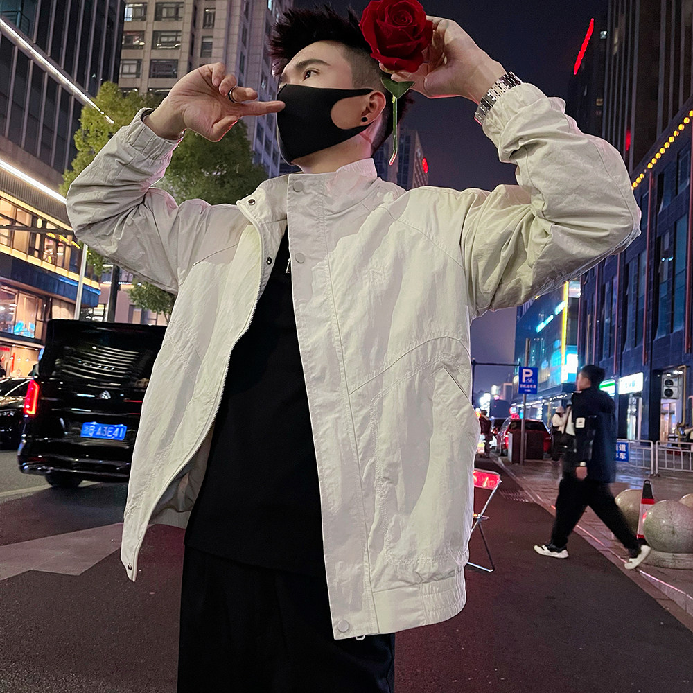 J63/P98控138秋款高级感男装痞帅休闲男士夹克外套纯色百搭上衣,男装夹克,电商A366