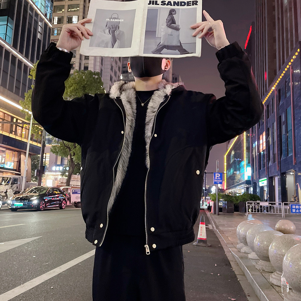 A59/P148控198秋冬男款潮牌痞帅棉服外套休闲百搭保暖上衣黑3,男装棉衣,电商A366