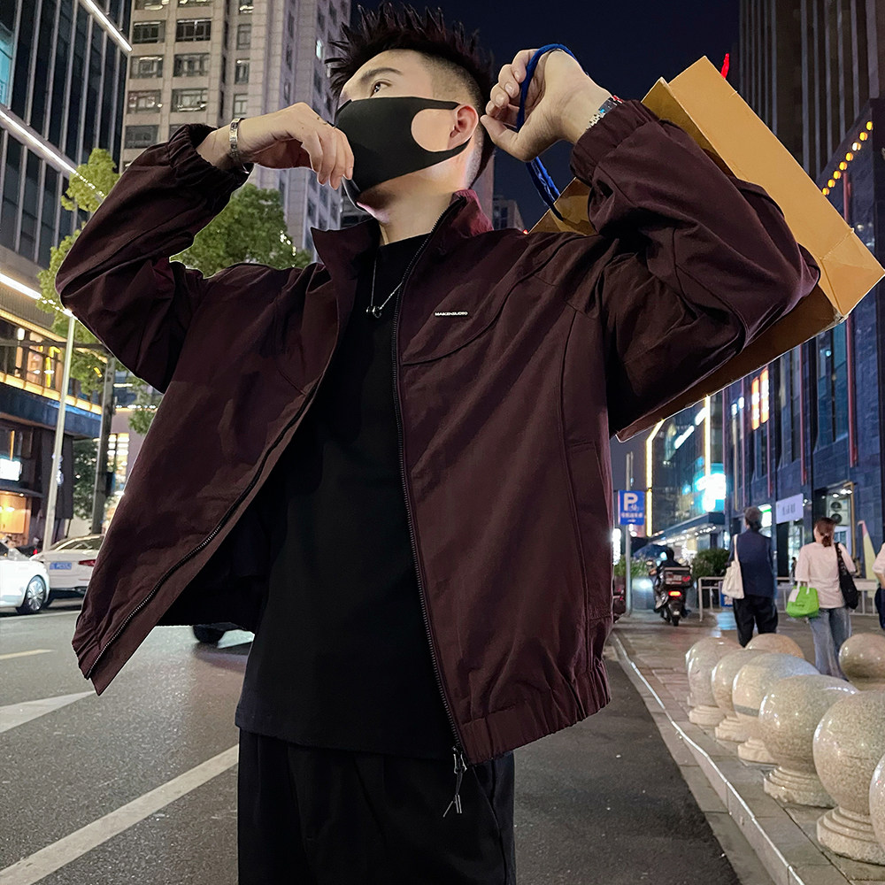 J68/P118控158秋款夹克外套男潮牌解构设计高级感痞帅休闲上衣黑,男装夹克,电商A366