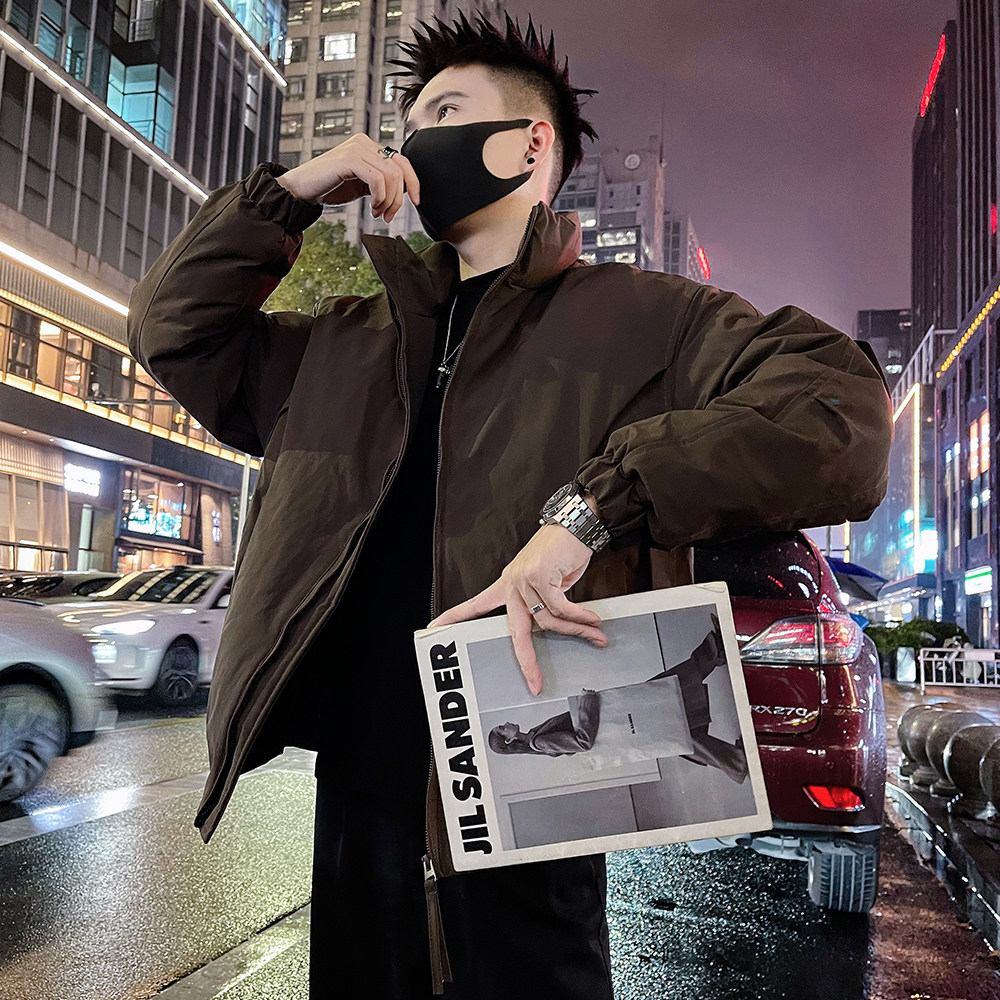 A55/P138控178秋冬款潮牌男士高级感解构设计感痞帅棉服外套男黑3,男装棉衣,电商A366