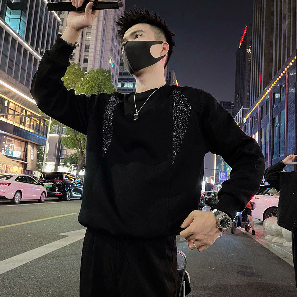 W135P68控98秋款卫衣外套男简约解构设计感拼料撞色全棉上衣,女装短外套,电商A366