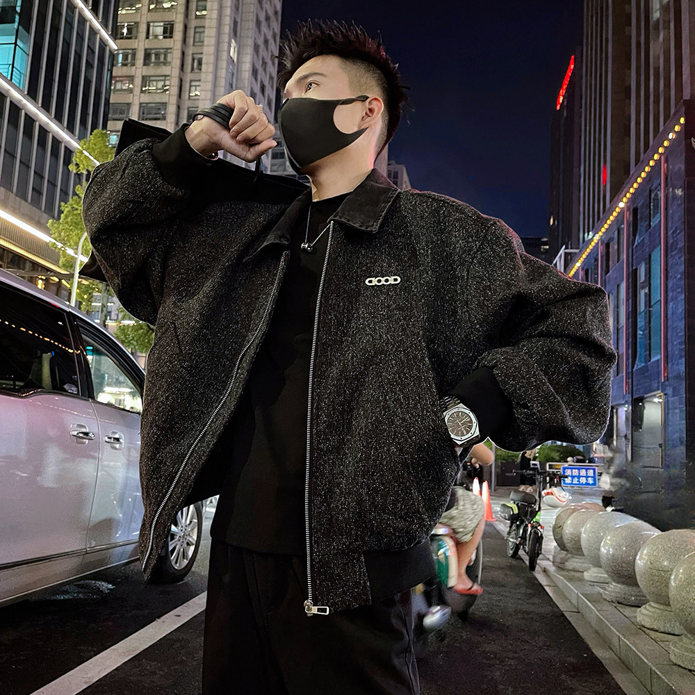 J81/P138控178秋款潮牌可拆卸牛仔翻领金属字母装饰夹克外套男1,男装夹克,电商A366