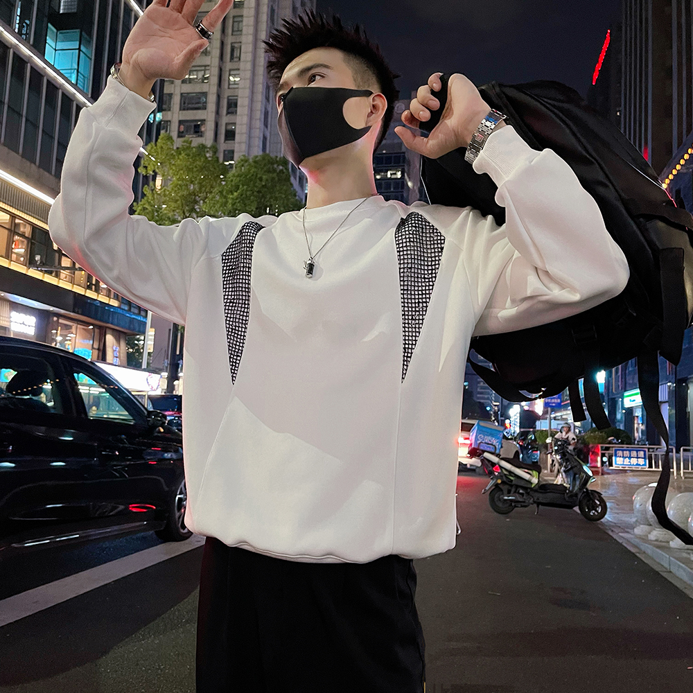 W135P68控98秋款卫衣外套男简约解构设计感拼料撞色全棉上衣，女装短外套，电商A366