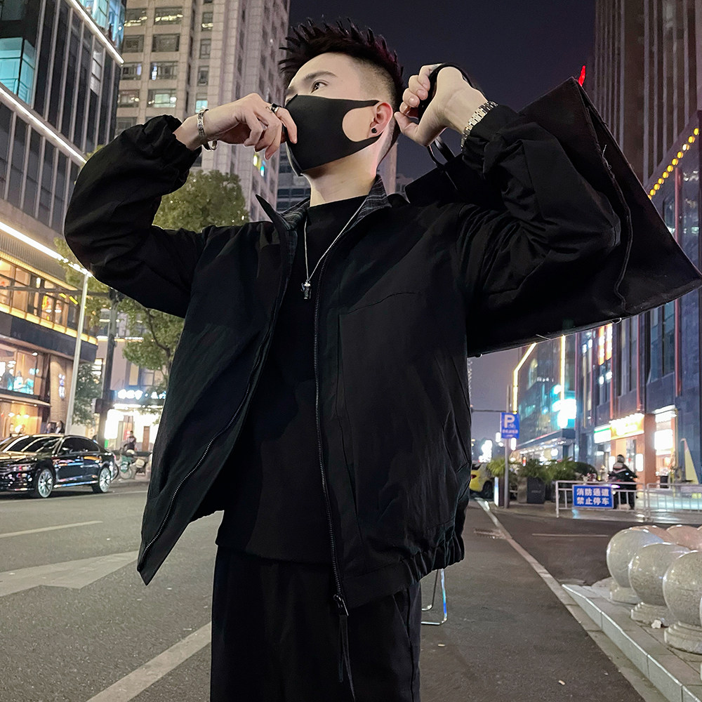 J88/P98控145春款男士薄款夹克外套潮牌高级感痞帅工装上衣黑3，男装夹克，电商A366