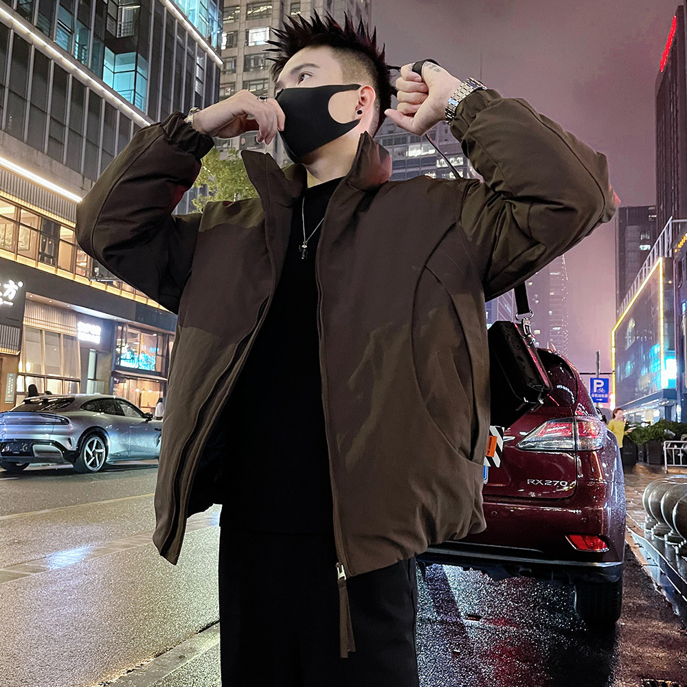 A55/P138控178秋冬款潮牌男士高级感解构设计感痞帅棉服外套男咖3,男装棉衣,电商A366