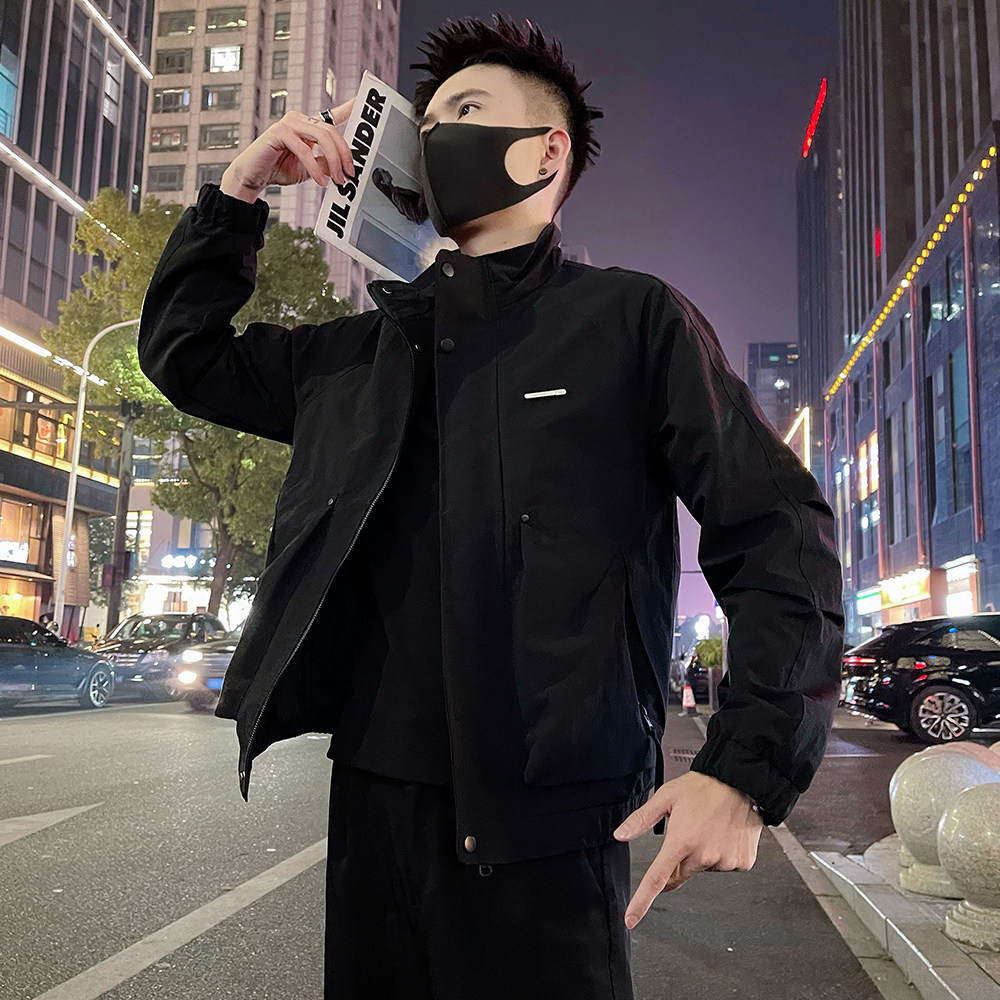 J92/P98控145春款立领薄款工装拉链大口袋痞帅夹克外套男黑2，男装夹克，电商A366