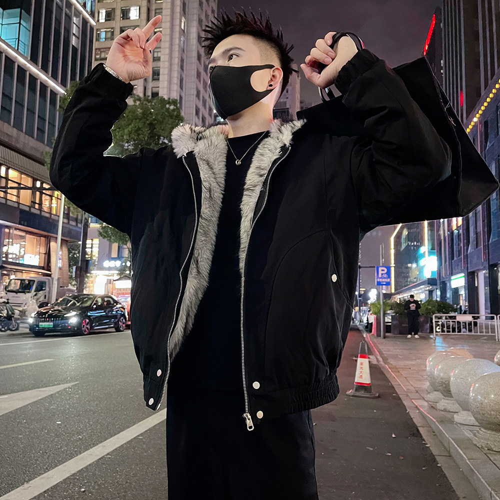 A59/P148控198秋冬男款潮牌痞帅棉服外套休闲百搭保暖上衣黑3,男装棉衣,电商A366