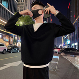 W129/P78控108秋款男士连帽卫衣潮牌休闲个性百搭假两件上衣，男装卫衣，电商A366