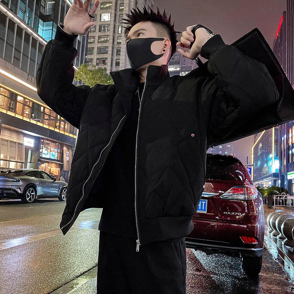 A58/P148控198 秋冬男款保暖棉服外套男潮牌痞帅休闲立领上衣黑3图片