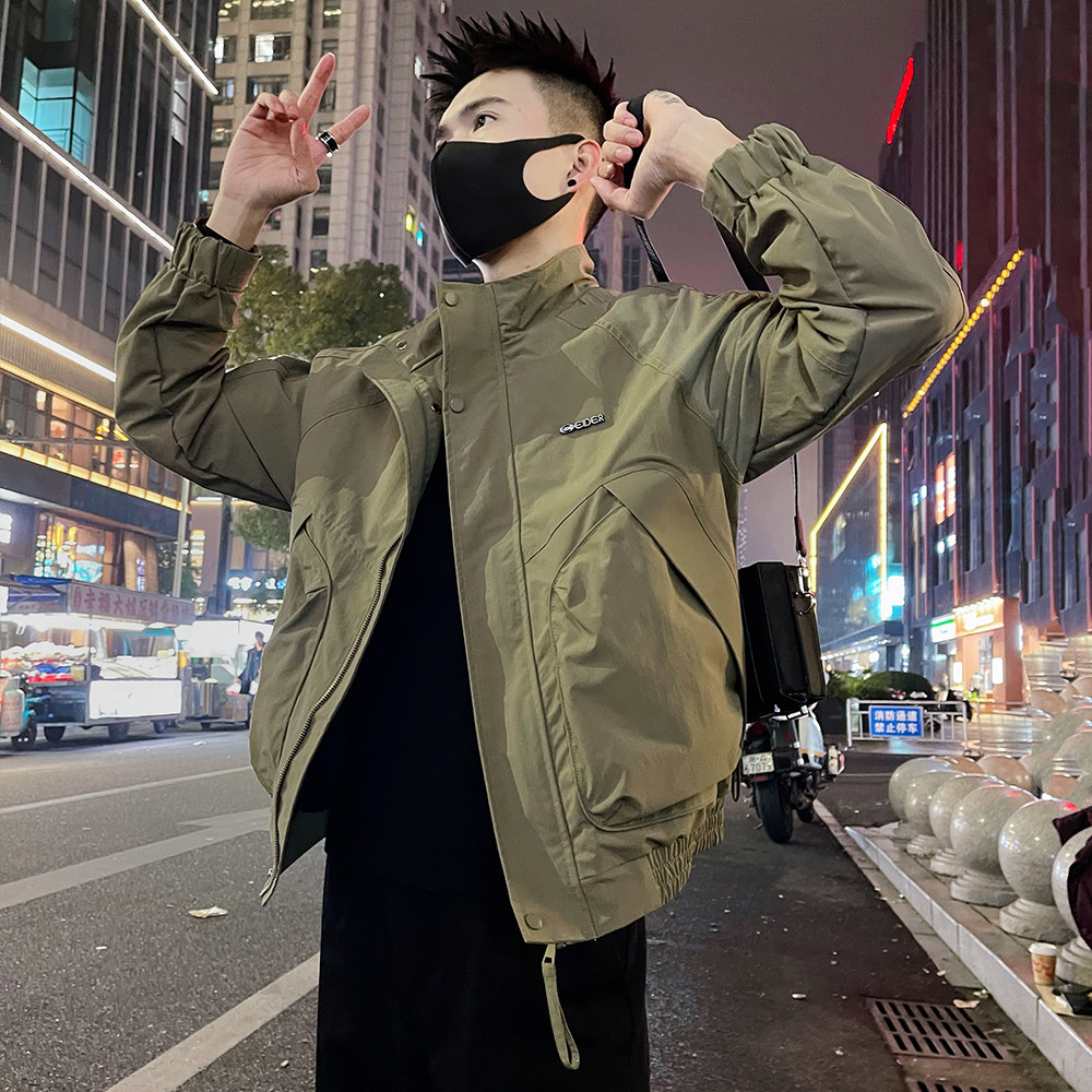 J89/P98控145 春款男士薄款工装大口袋夹克外套潮牌高级感痞帅绿1图片