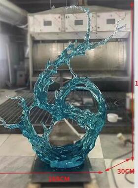 现代简约玄关装饰浪花摆件轻奢高档透明树脂雕塑酒店售楼处工艺品
