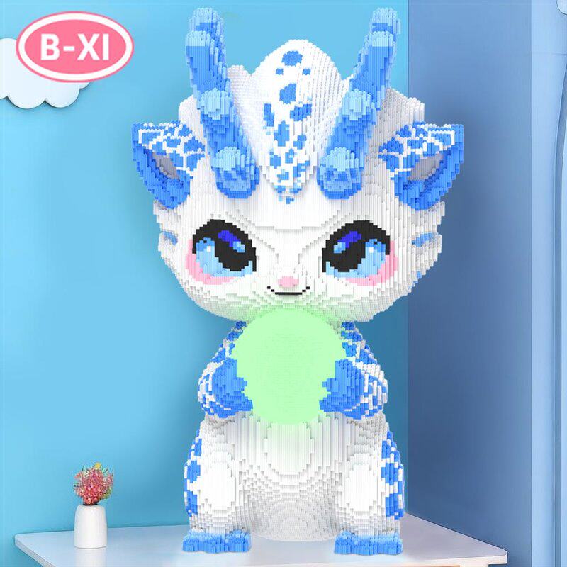 1米特大号小龙人夜光灯光版积木玩具优质颗粒积木礼物