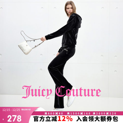 JuicyCouture橘滋刺绣丝绒长裤