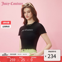 Juicy Couture橘滋2024新款星光灿烂烫钻花边女式T恤