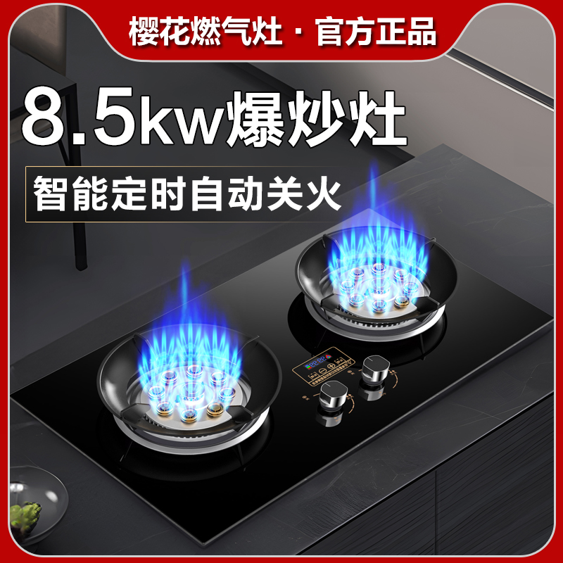 樱花燃气灶双灶家用天然气灶台式煤气灶液化气嵌入式节能猛火灶具