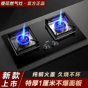 樱花燃气灶家用双灶液化气天然气灶台嵌入式煤气炉定时增压猛火灶