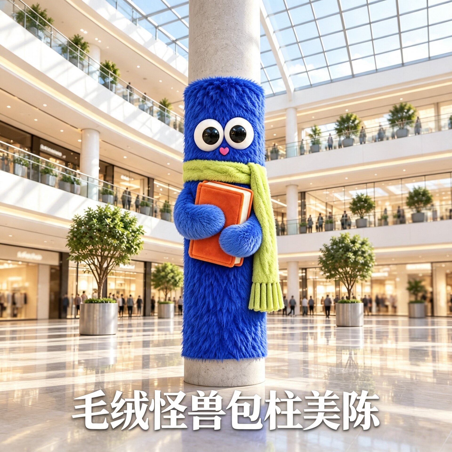 秋冬季商场毛绒怪兽包柱子美陈地铁写字楼酒店街区大树装饰毛绒衣