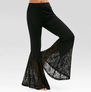 Casual plus size lace flabottoms women 休闲大码蕾丝喇叭裤女