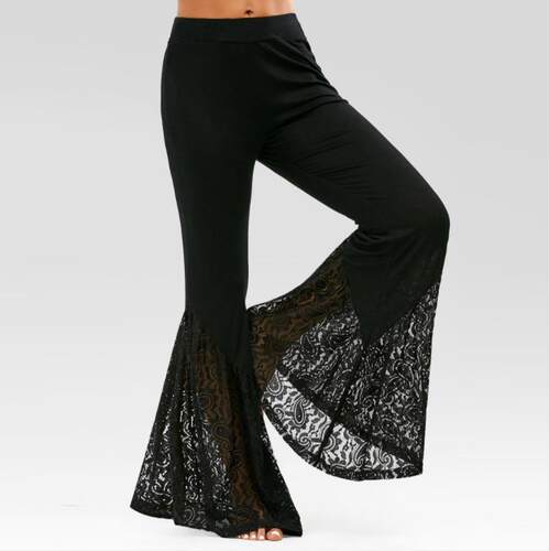 Casual plus size lace flabottoms women  休闲大码蕾丝喇叭裤女