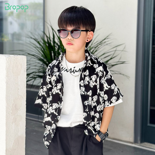 Bropop痞帅夏季男童衬衫