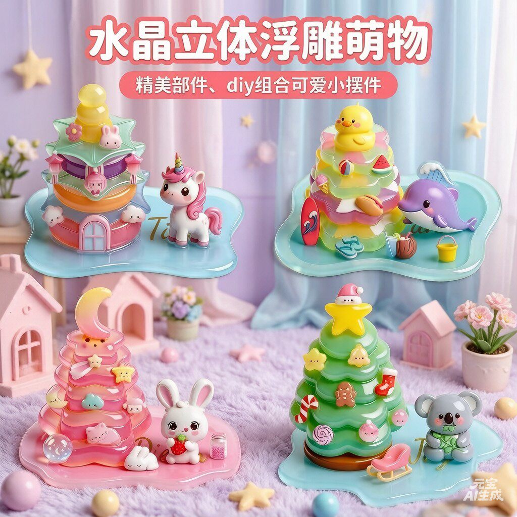儿童3D立体水晶浮雕DIY贴纸