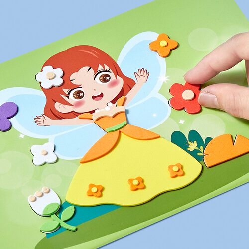儿童手工diy立体贴画玩具宝宝幼儿园3d制作材料包女孩子贴纸礼物