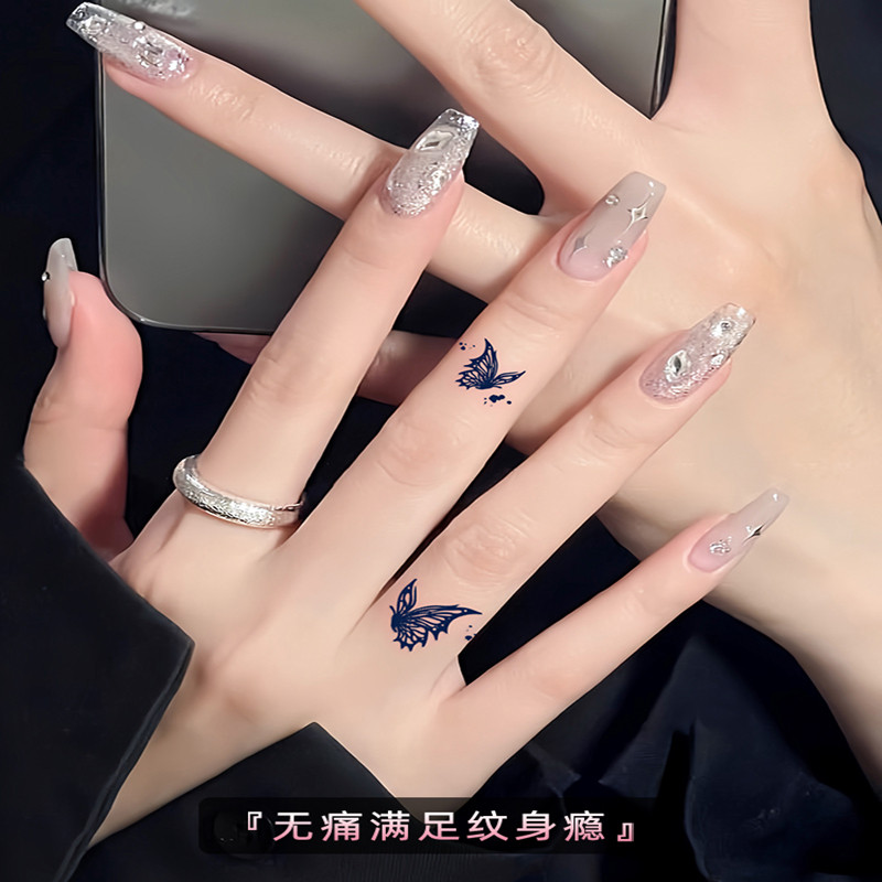 多巴胺纹身贴ins小图案蝴蝶手指款酷辣妹手臂防水持久个性贴纸粘