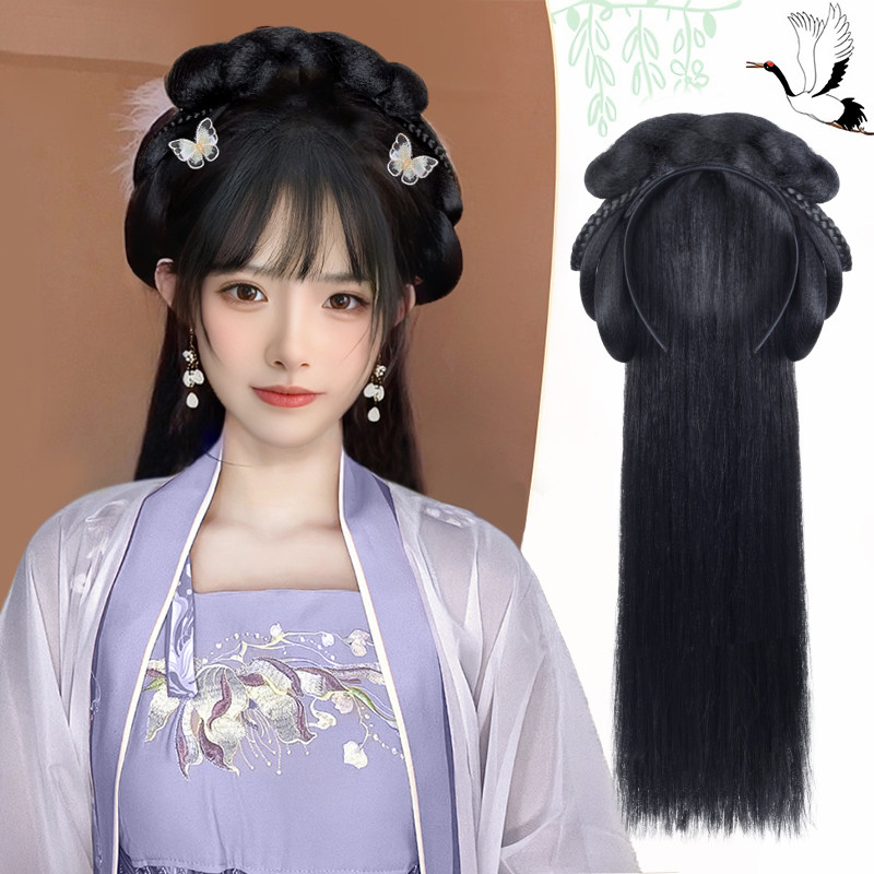 汉服头饰懒人发箍假发一体古风后压发簪发饰盘发造型配饰发饰发髻
