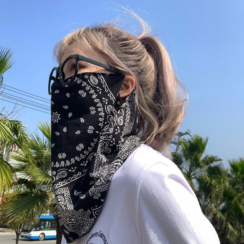 防晒面罩女全脸护颈挂耳口罩骑行面巾男夏季潮薄款紫外线护脸面纱