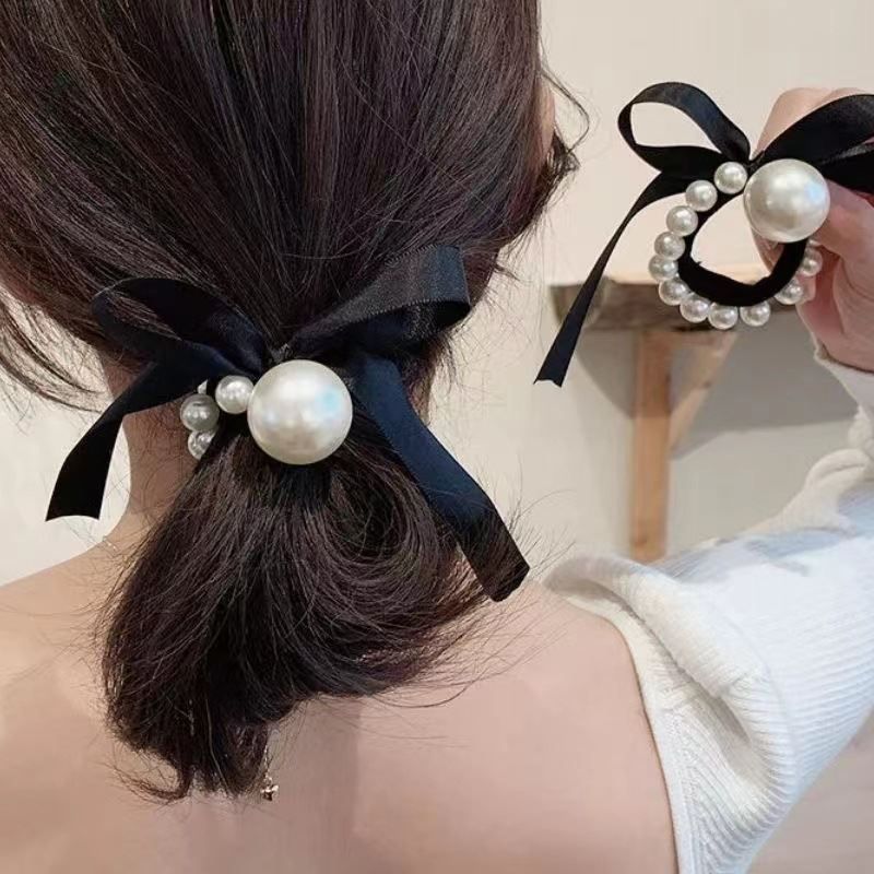 仿珍珠头绳小橡皮筋发圈女扎头发绳头饰品高级感简约大人发饰