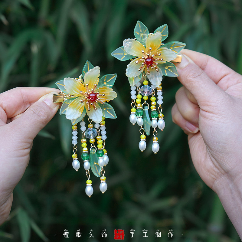 汉服发饰古装夹子儿童步摇配饰古风头饰发夹簪子女童古代边夹发卡