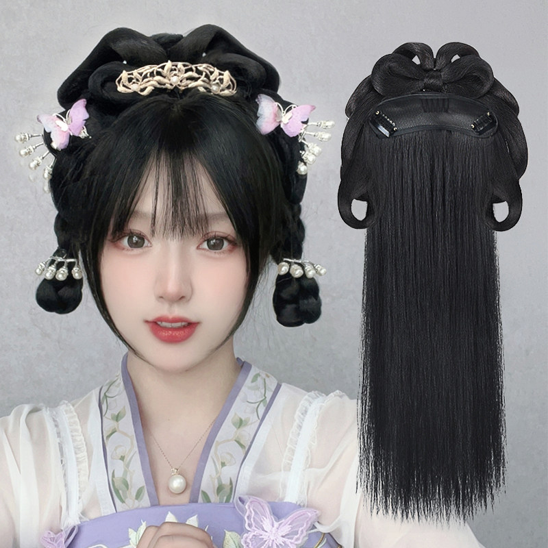 汉服古装头饰发箍假发一体女全头套古风明制唐风日常盘发发髻发饰