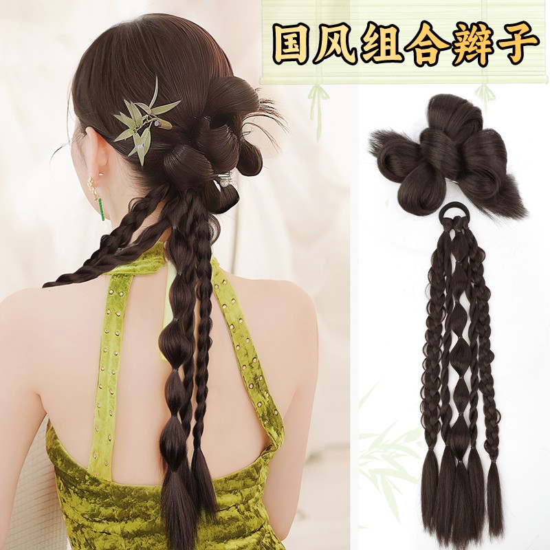 马尾假发辫子女新中式花朵辫