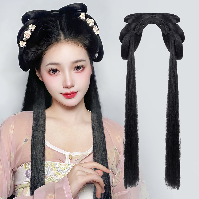 汉服头饰假发古装一体懒人垫发包古风盘发髻造型发簪发饰发夹配饰