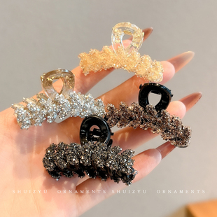 水钻麦穗小号抓夹女高级感半扎发夹后脑勺鲨鱼夹侧边刘海夹子头饰