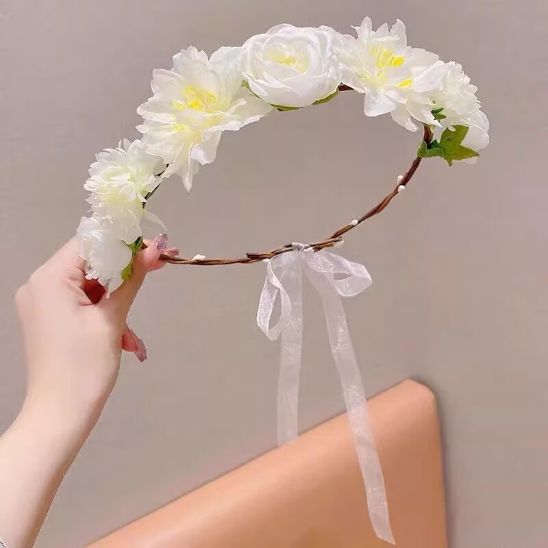花环头饰儿童花圈毕业季儿童演出布艺花朵手工头戴花环女童发箍