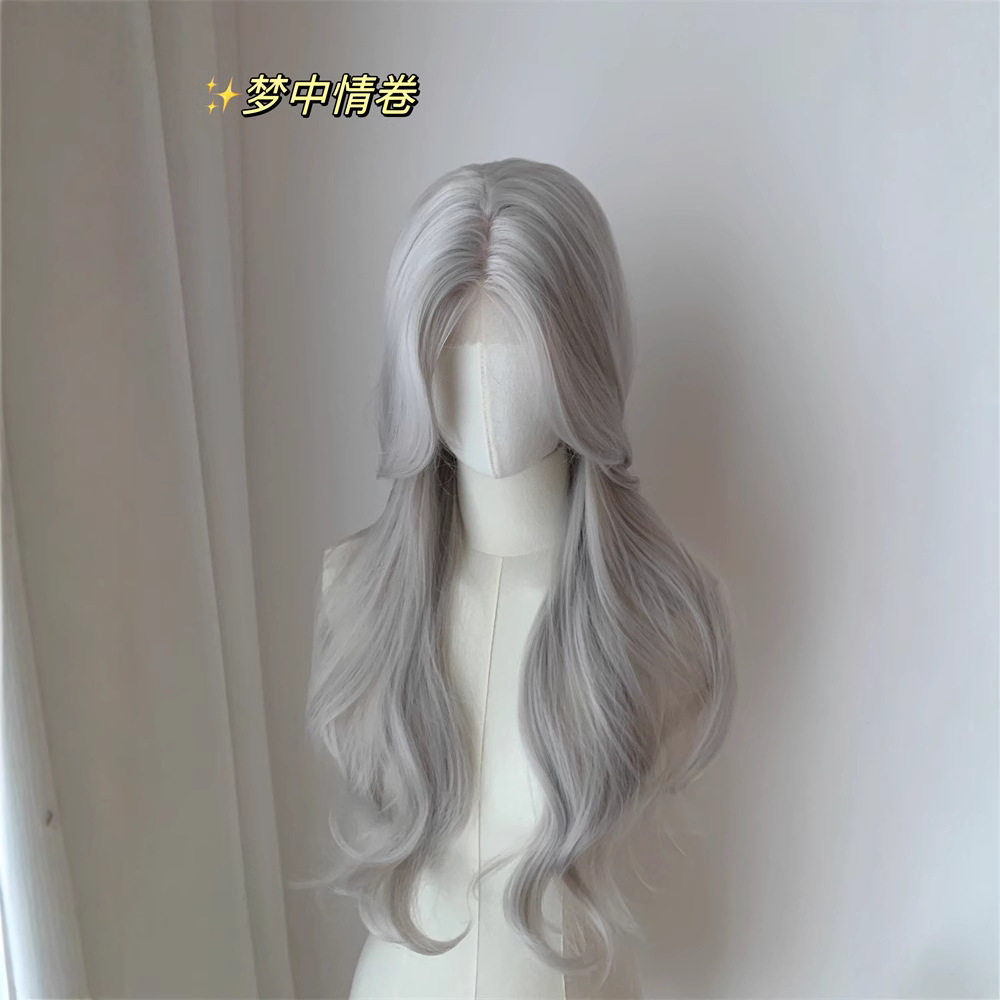 假发女长卷发八字刘海中分全头套万用cos小额蕾丝自然整顶全头套
