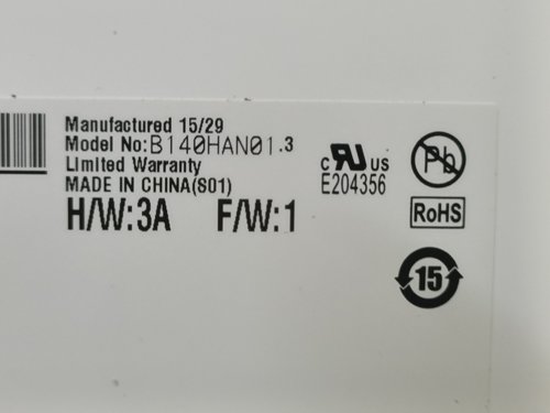 B140HAN01.3  1920/1080小口EDP   IPS  72色域 上下耳朵拆机A屏