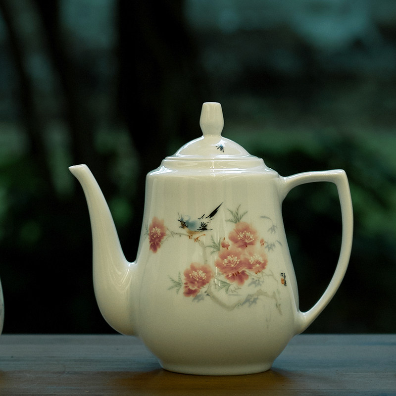 望龙陶瓷8头水点桃花茶具